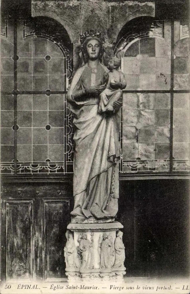 Épinal — Kirche Saint-Maurice — Jungfrau unter dem alten Portal — LL - Vorderseite