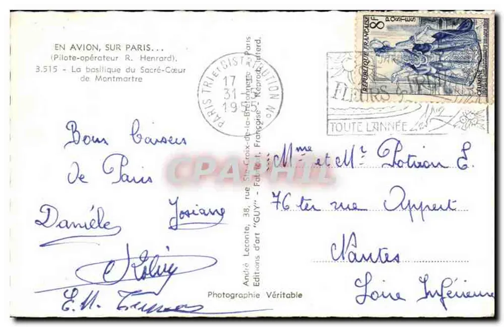 Luftbild der Basilika des Heiligen Herzens — Paris — Kunstausgabe 'GUY' - Rückseite