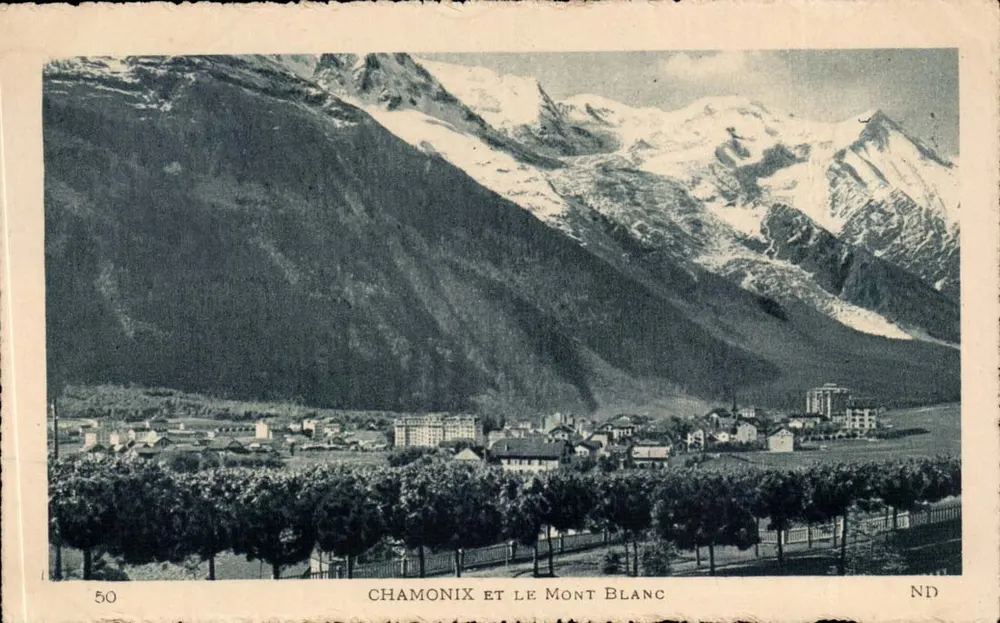 Chamonix e o Monte Branco — vista panorâmica — editor ND, n° 50 - Frente