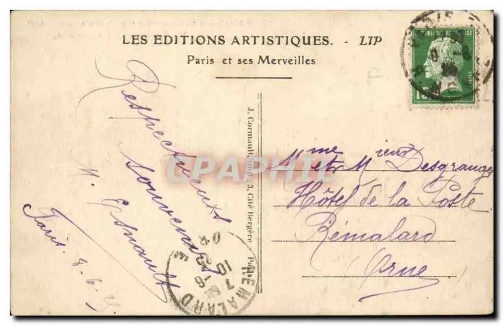 Paris — Das Rathaus und der Pont d'Arcole — LIP - Rückseite