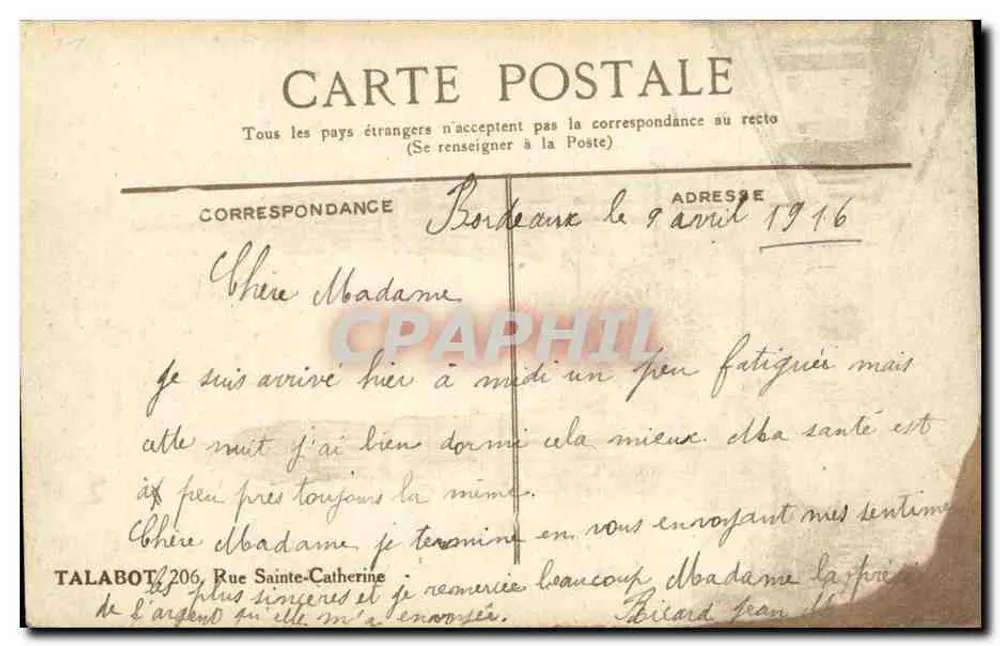 Bordeaux - Die Kirche des Heiligen Herzens — anonymer Verlag, Nr. 2840 - Rückseite