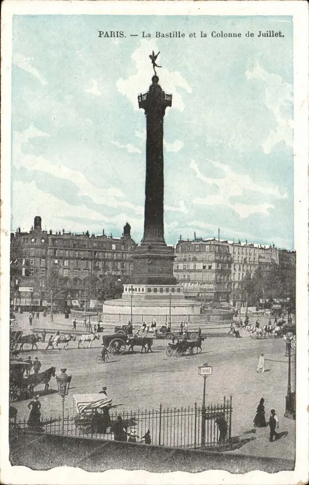 Paris — Die Bastille und die Siegessäule — Verlag unbekannt, Seriennummer nicht sichtbar - Vorderseite