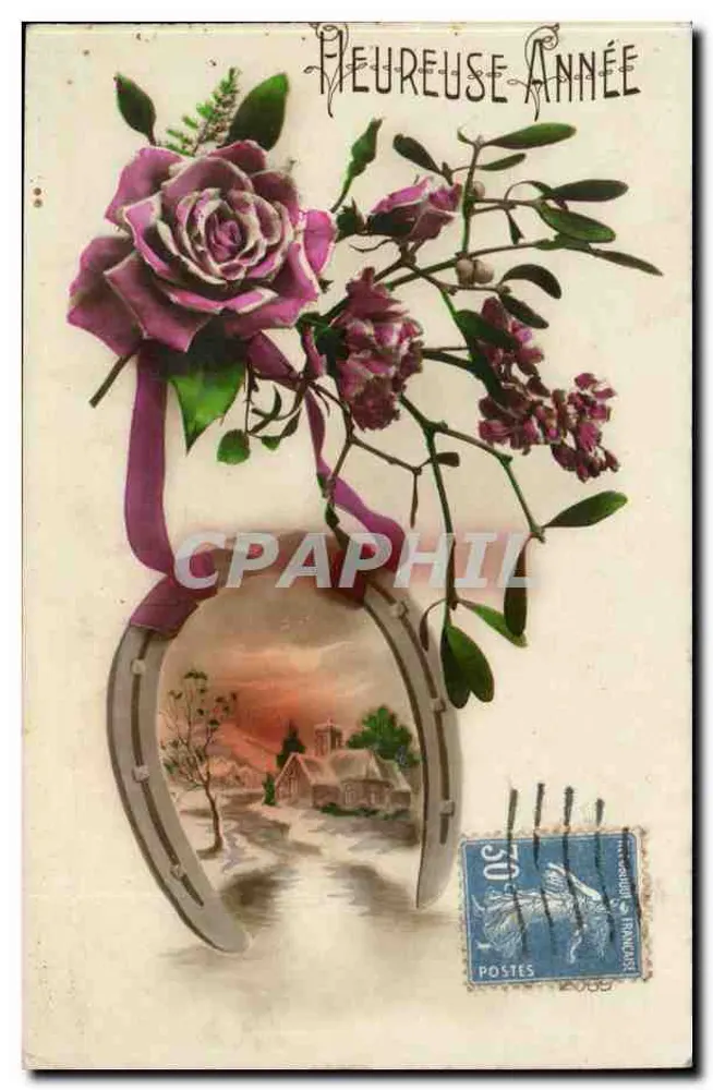 Horseshoe avec bouquet — Félicitations — Éditeur inconnu, n° de série non visible - Recto