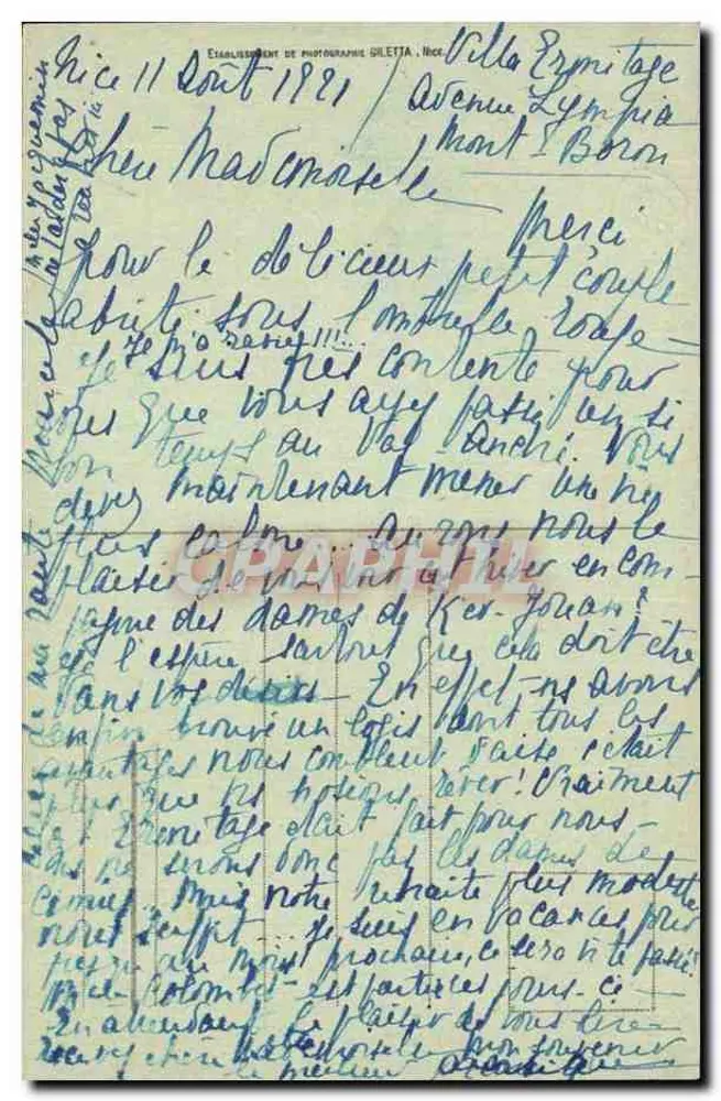 Nice - Cachoeira do Castelo — Edição Gilletta, n°64 - Verso