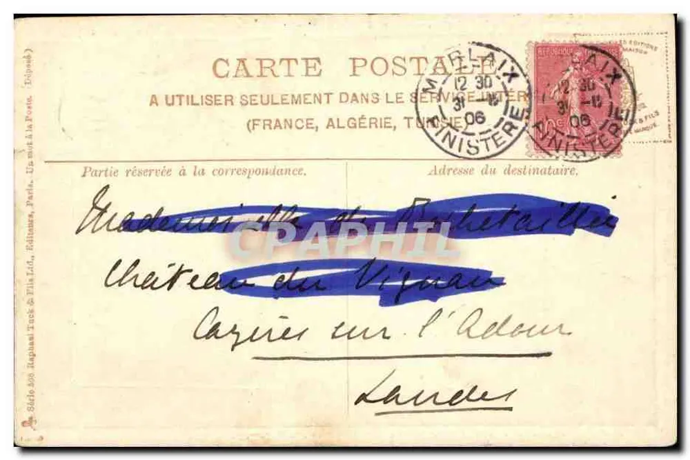 Weihnachtskarte — Bonne Année — Verleger: Serie 500 (Rapuani & Fils Ltd.) - Rückseite