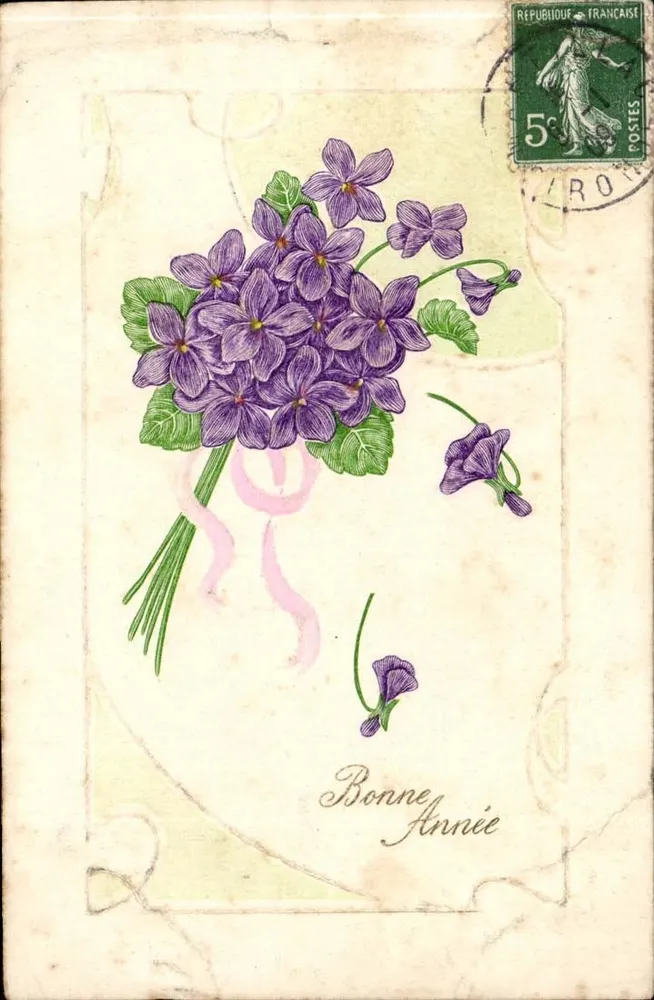 Blumenstrauß aus Violets — Gutes Jahr — Verlag nicht sichtbar - Vorderseite