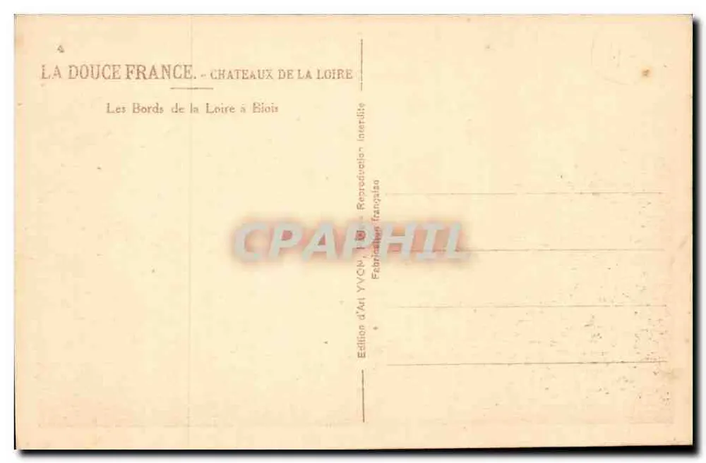 As margens do rio Loire em Blois — Edição de Arte YVCN, França - Verso