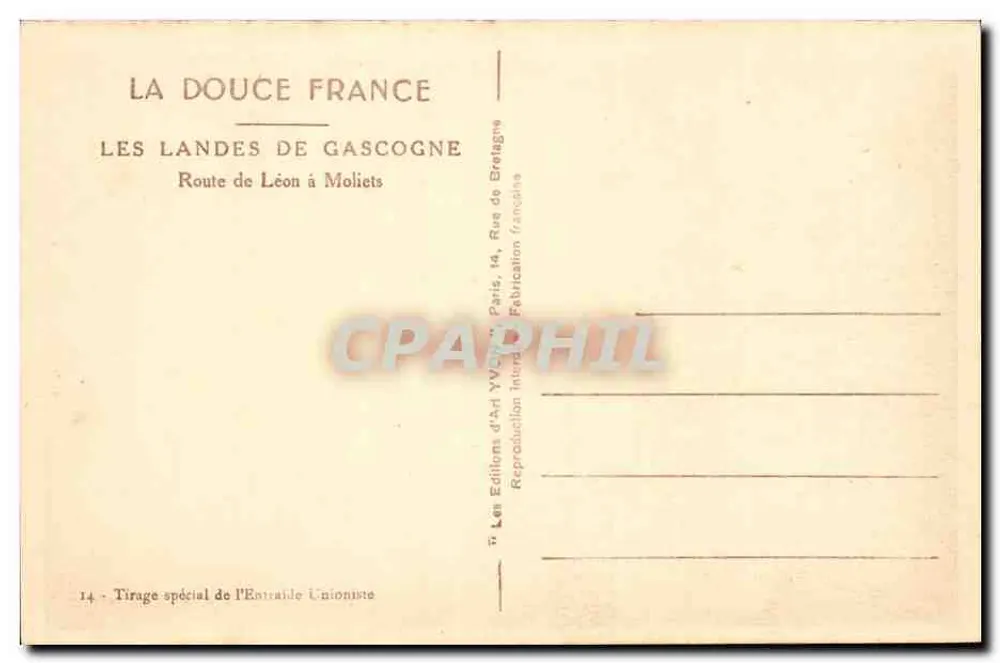 Les Landes de Gascogne — Route von Léon nach Moliets — Éditions d'Art Yvon - Rückseite