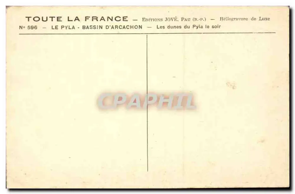 Die Dünen von Pyla am Abend — Bassin d'Arcachon — Éditions Jové, Pau (R.P.P.) - Rückseite