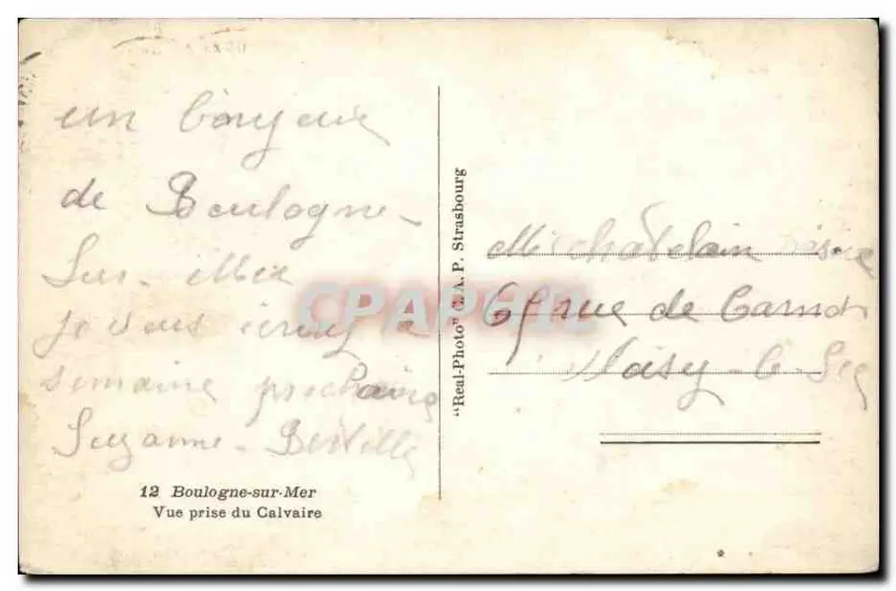 Boulogne-sur-Mer — Ansicht vom Calvary — Verlag C.A.A. n°12 - Rückseite
