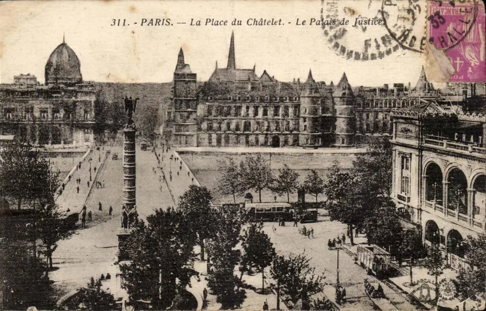PARIS — Die Place du Châtelet — Das Palais de Justice — Verlag: Phototypie L'Auëtte, n° 311 - Vorderseite