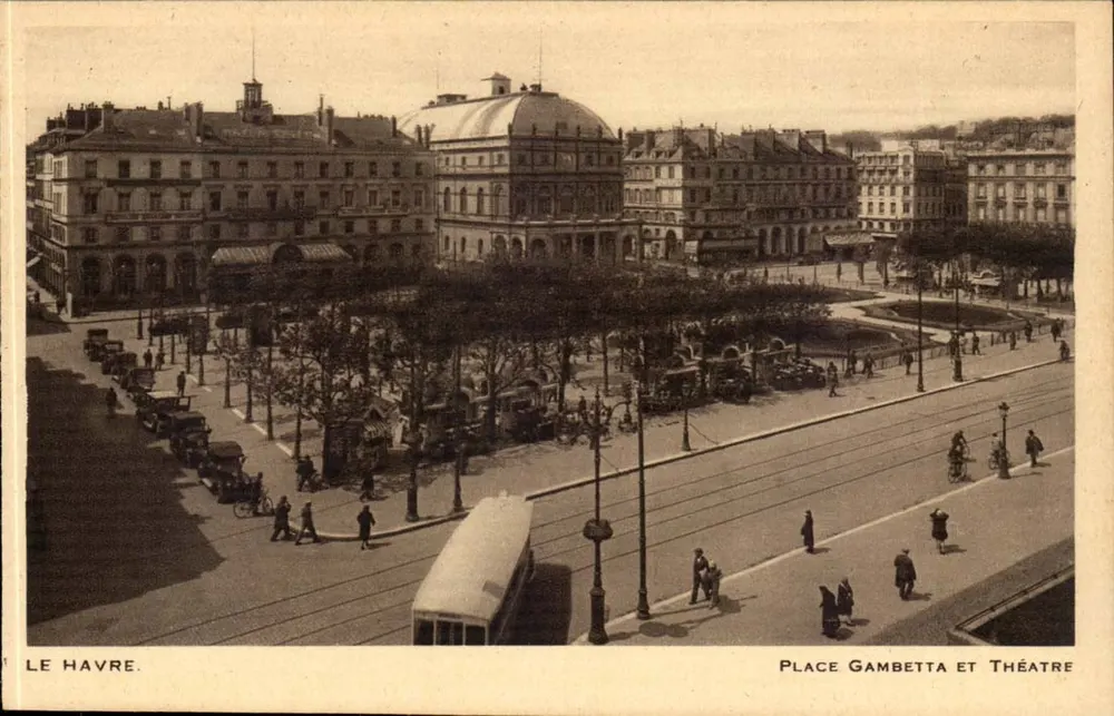 Le Havre — Place Gambetta und Theater — Verleger unbekannt - Vorderseite