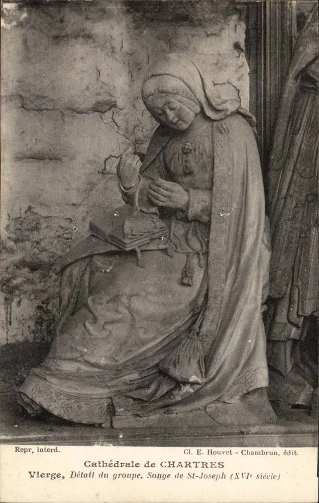 Maria, Detail des Gruppenbildes des hl. Joseph — Kathedrale von Chartres — Cl. E. Houvet - Chambrun, Verlag - Vorderseite