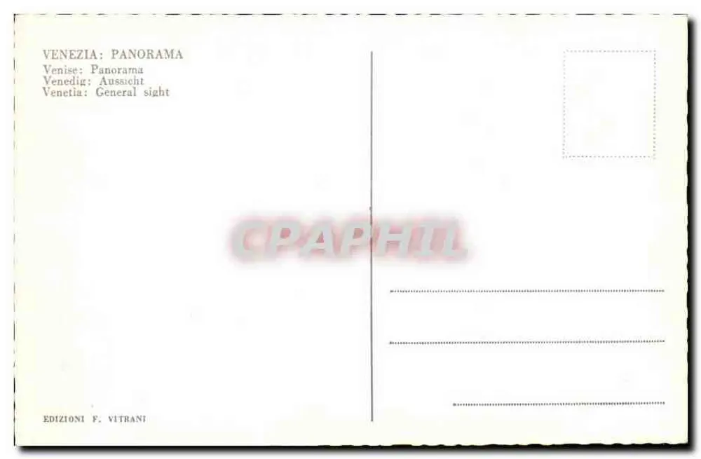Venedig: Panorama — Ansicht des Campaniles und des Dogenpalastes — Editions F. Vitrani - Rückseite