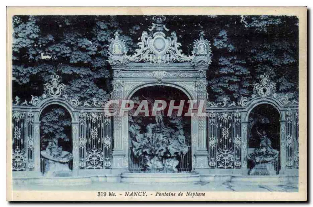 Nancy — Fontaine de Neptune — Edição V. Roder, n° 319 bis - Frente