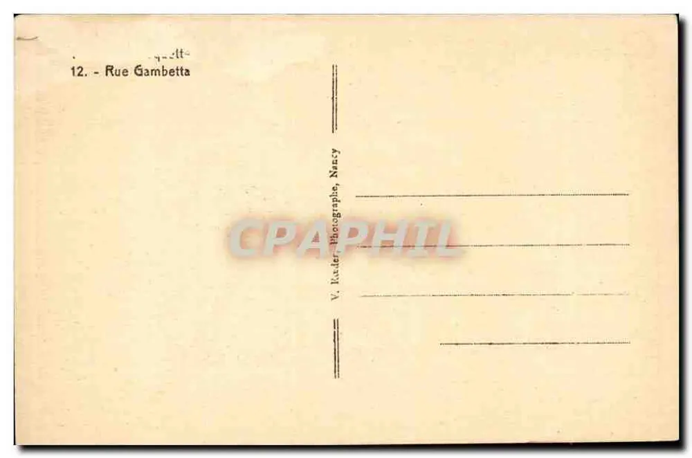 Nancy — Rue Gambetta — V. Rader - Verso