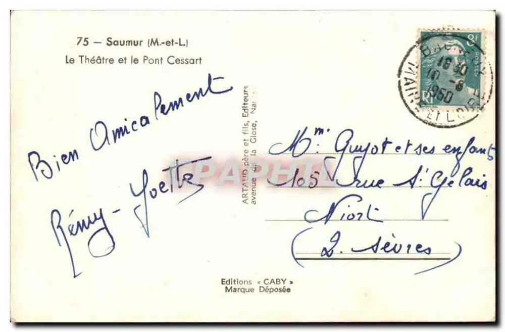 Saumur — Das Theater und die Cessart-Brücke — Éditions Gaby - Rückseite
