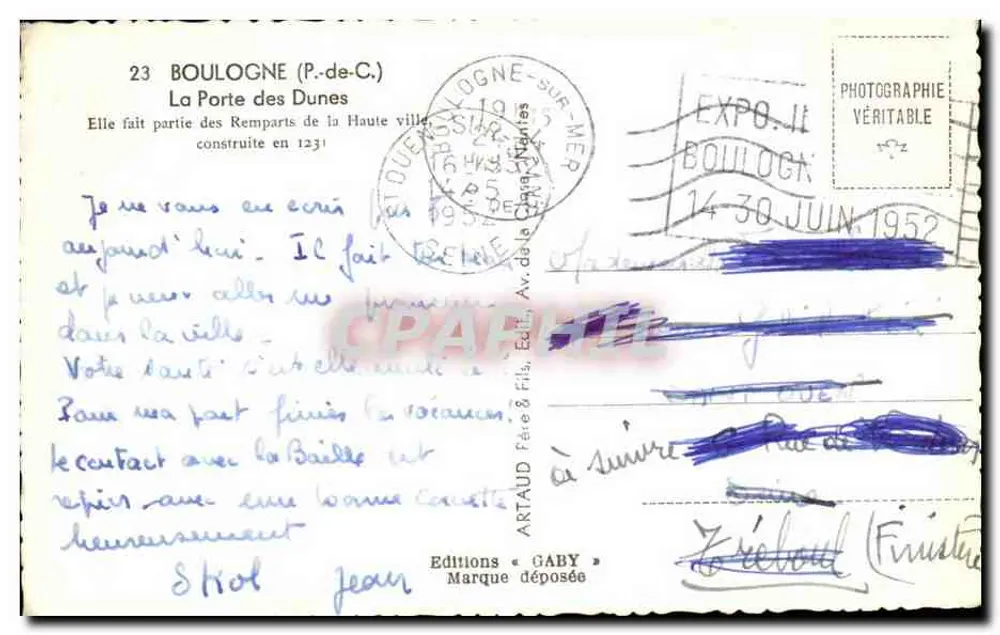 A Porta das Dunas — Boulogne-sur-Mer — Éditions Gaby - Verso