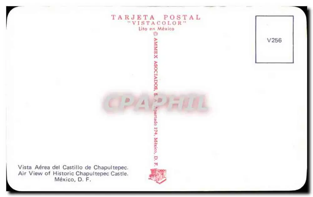 Chapultepec — Castelo histórico — AMMEX ASOCIADOS, S.A. n° V256 - Verso