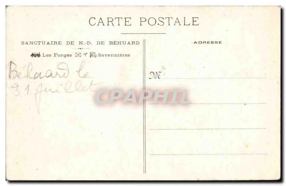 Heiligtum der N.-D. de Béhuard — Angers, gedruckt von F. et J. Lecoq — Nummer nicht sichtbar - Rückseite