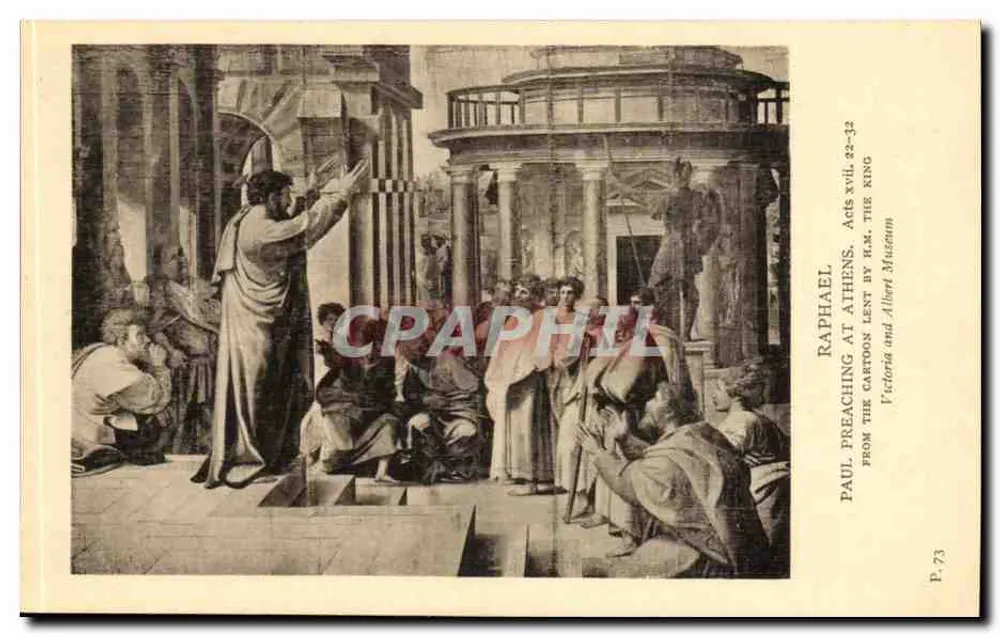 Paul predigt in Athen — Zeichnung von Raphael — Victoria and Albert Museum - Vorderseite