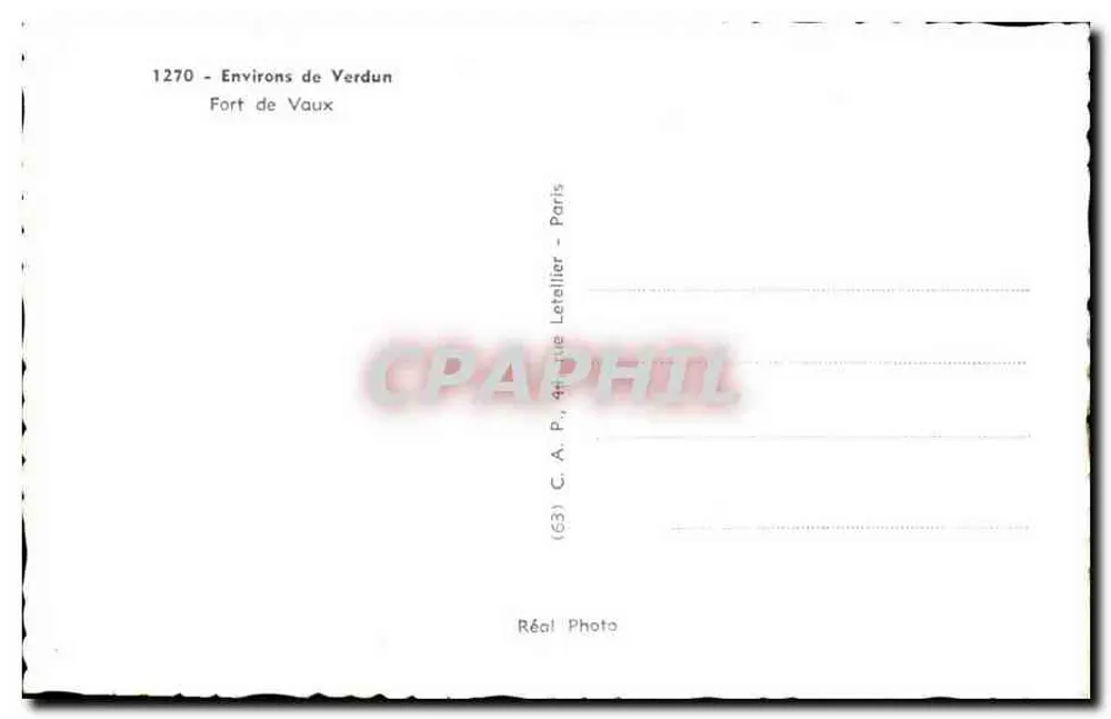 Fort Vaux — okolice Verdunu — C.A.P. Letellier, Paryż - Rewers