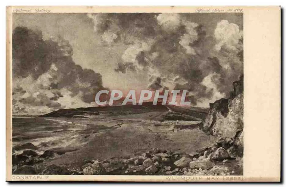 Weymouth Bay — vista pintada por Constable — National Gallery, série oficial n° 874 - Frente