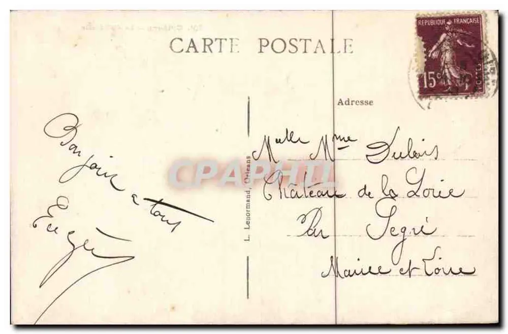 Orléans — A Catedral — L. Lenormand, n°301 - Verso