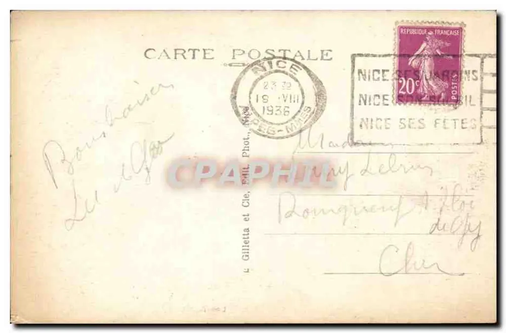 Monte Carlo — As Terrasses — Gilletta et Cie, n°832 - Verso