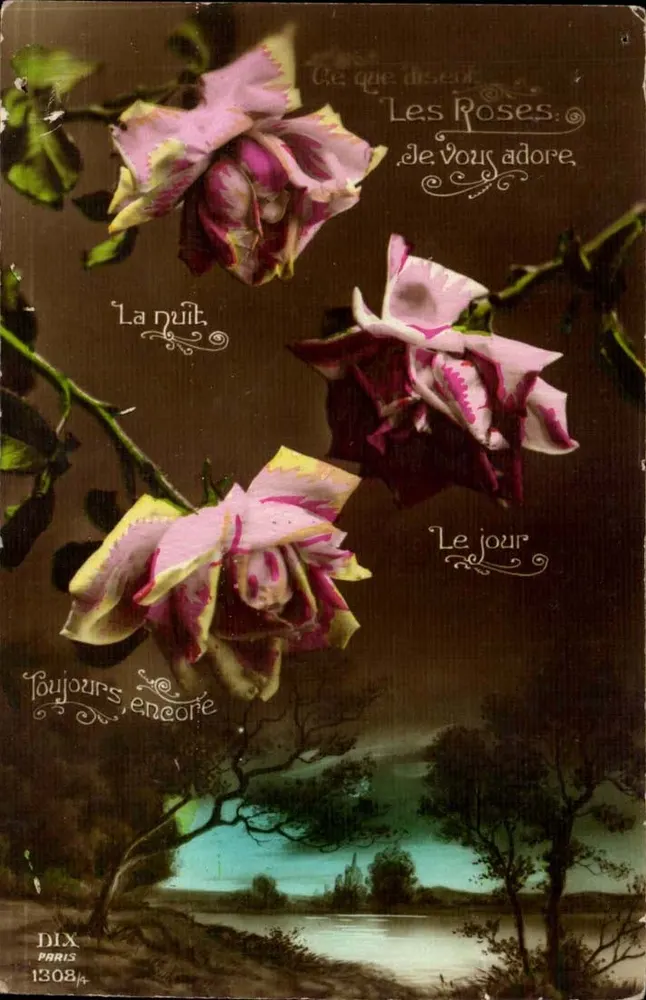 Die Rosen — Romantisches Gedicht — DIX PARIS 1308/4 - Vorderseite