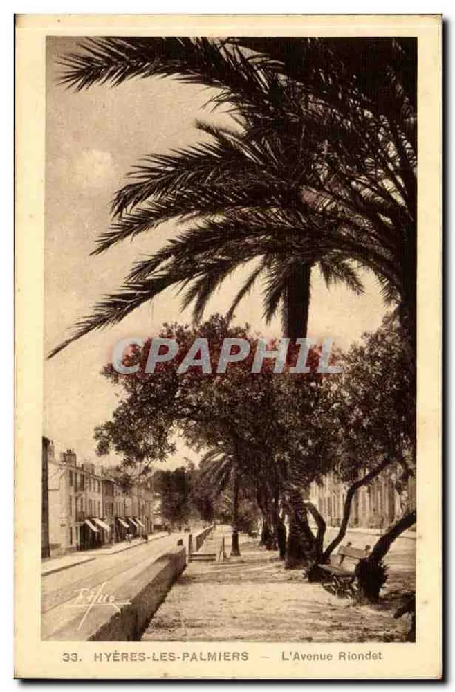 Hyères-les-Palmiers — A Avenida Riondet — editor Riffice, n°33 - Frente