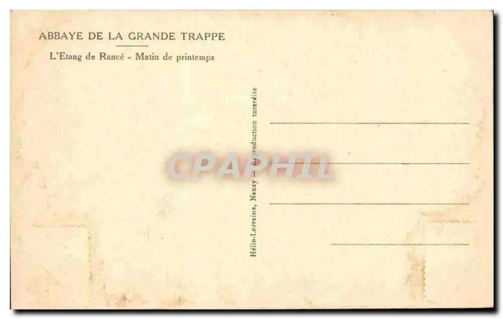 Abtei La Grande Trappe — L'Étang de Rancé - Frühlingstag — Hélio-Lorraine, Nancy - Rückseite