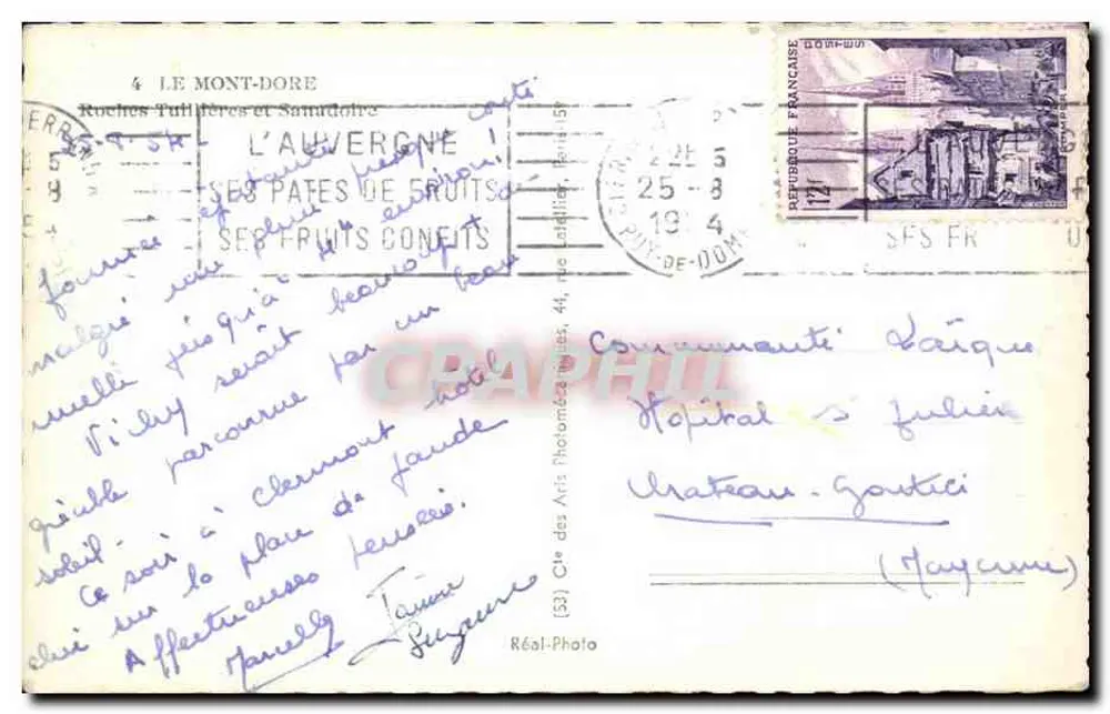 Ansicht der Roches Tullières und Santidobre — Verlag Cie des Arts Photographiques, Nr. (33) - Rückseite