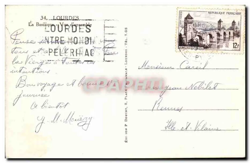 Lourdes — Vista geral — Edição P. Doucet, n°34 - Verso