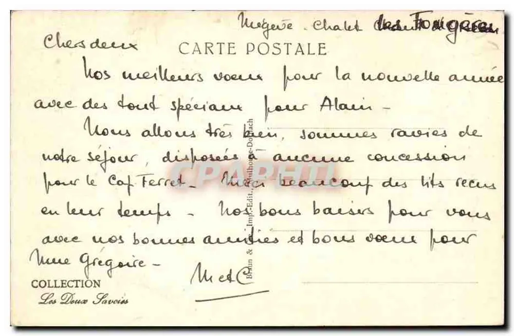 La Clusaz — O Col dos Aravis e a Étale — editor Braun & Imp. Edil. - Dép. 12777 - Verso