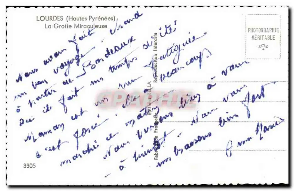 Lourdes — A Gruta Milagrosa — Edição Rella - Verso