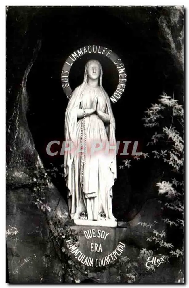 Virgem Imaculada de Lourdes — estátua em uma gruta — Edlux - Frente