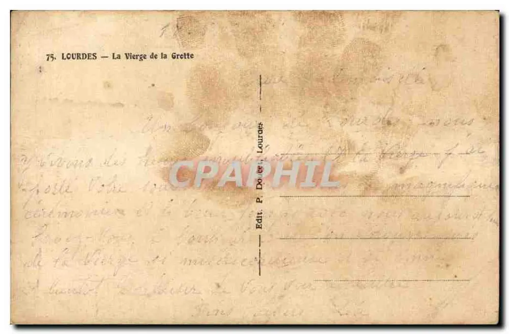 Notre-Dame de Lourdes — A Virgem da Gruta — Editor P. Dore - Verso