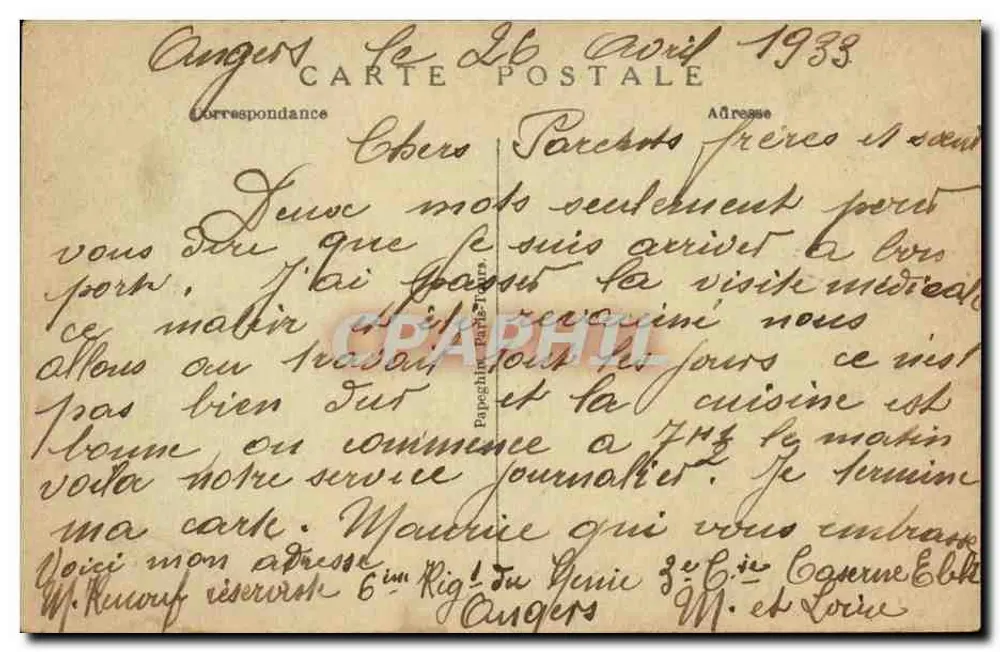 Angers (M.-et-L.) — Vista geral — A Catedral — A.P. - Verso