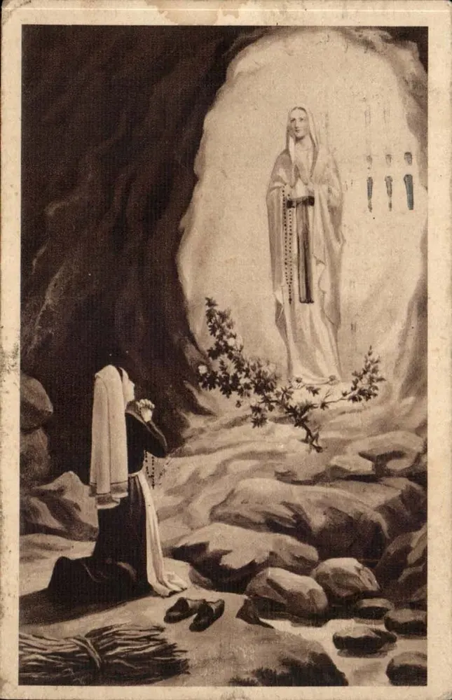 Erscheinung der Allheiligen Jungfrau Bernadette Soubirous — Lourdes — Foto-Ausgabe Quinault - Vorderseite