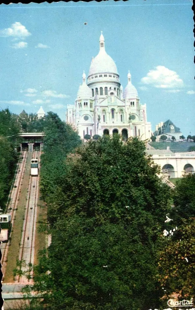 Die Basilika des Heiligen Herzens in Paris — Ansicht mit dem Seilbahn — Verlag Cantal, Nr. 72 - Vorderseite