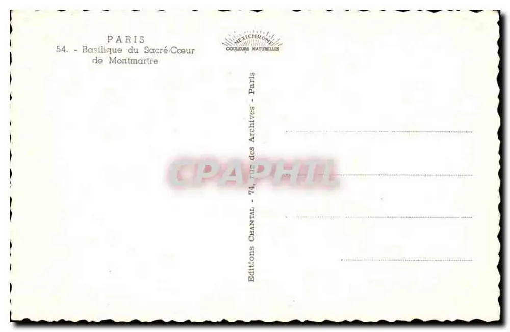 Basilika des Heiligen Herzens — Montmartre — Éditions Chantal - Rückseite