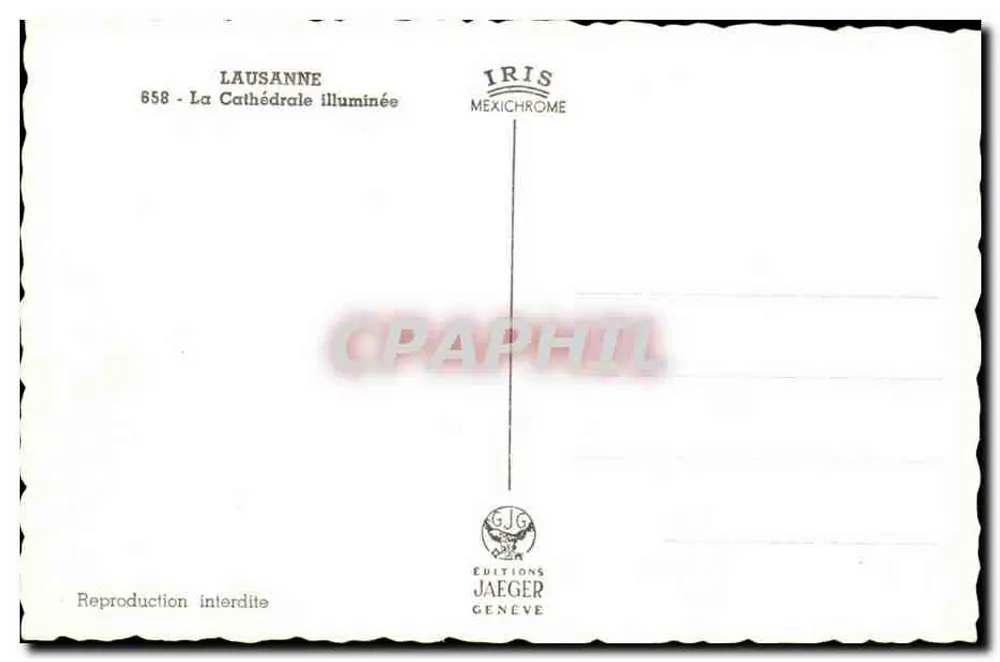 Lausanne — Die Beleuchtete Kathedrale — Éditions Jaeger, n° 658 - Rückseite