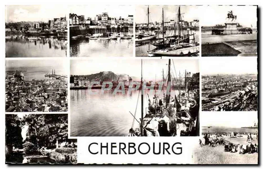 Cherbourg — vista panorâmica e porto — editor não identificado - Frente