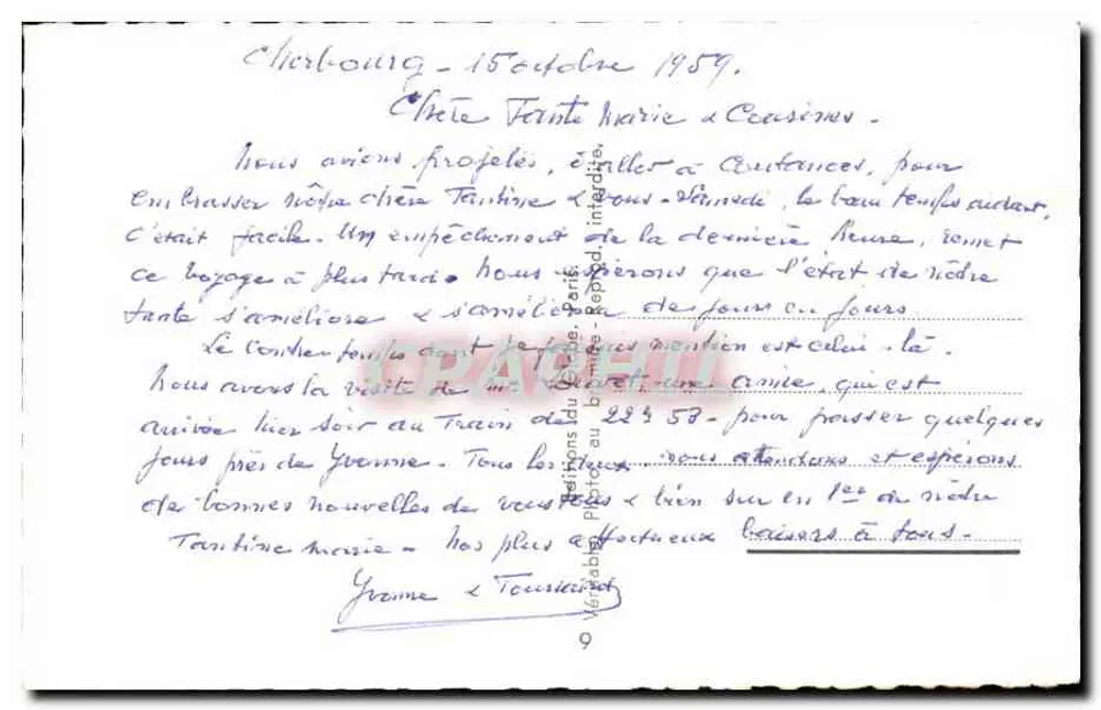 Cherbourg — vista panorâmica e porto — editor não identificado - Verso