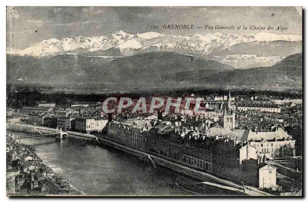 Grenoble — Allgemeine Ansicht und die Kette der Alpen — C. BERNARD, n° 101 - Vorderseite