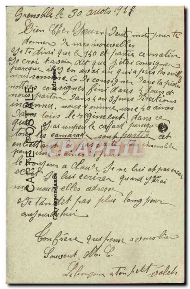 Grenoble — Allgemeine Ansicht und die Kette der Alpen — C. BERNARD, n° 101 - Rückseite
