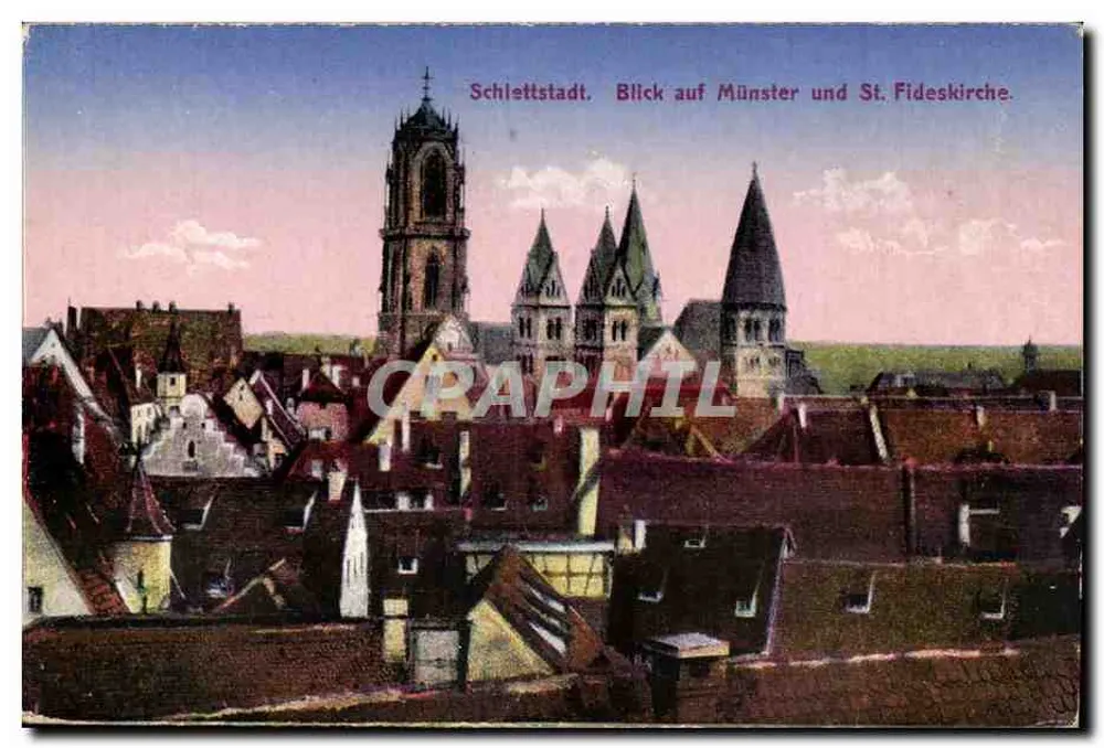 Schlettstadt — Ansicht des Klosters und der Kirche St. Fides — Verlag W. Springer & Söhne, Straßburg - Vorderseite