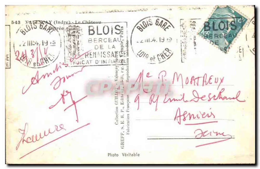O Castelo de Blois — Visão do castelo com seu observatório — Editor Greff - Verso