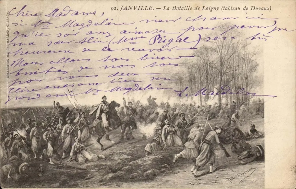 Schlacht bei Loigny — Gemälde von Duvaux — Verlag Janville, Nr. 92 - Vorderseite